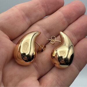 Isabella M. 14K Gold Plated Sculptural Teardrop Earrings 1.25”